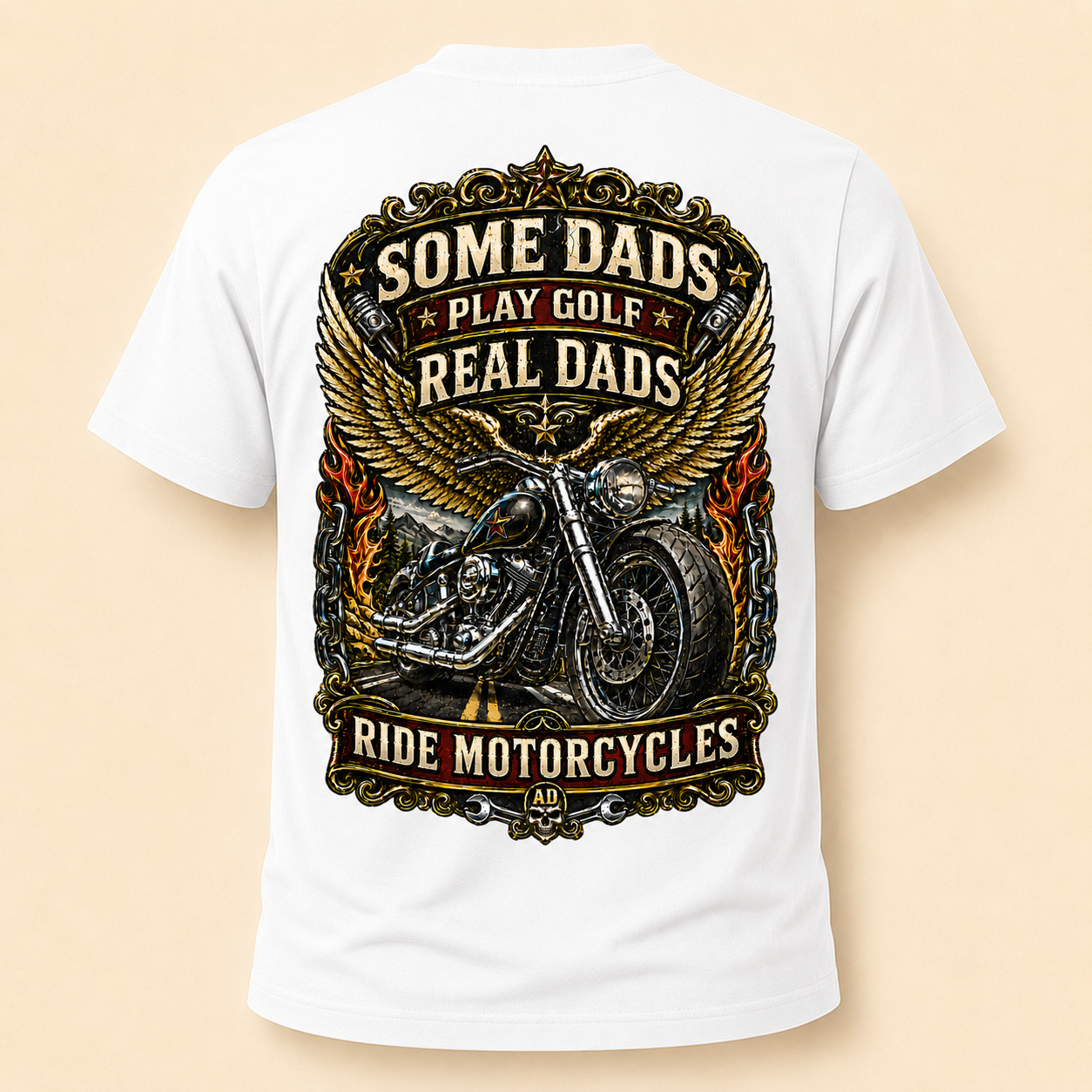 Real Dads Ride Motorcycles Tee | Father’s Day Biker Dad Shirt