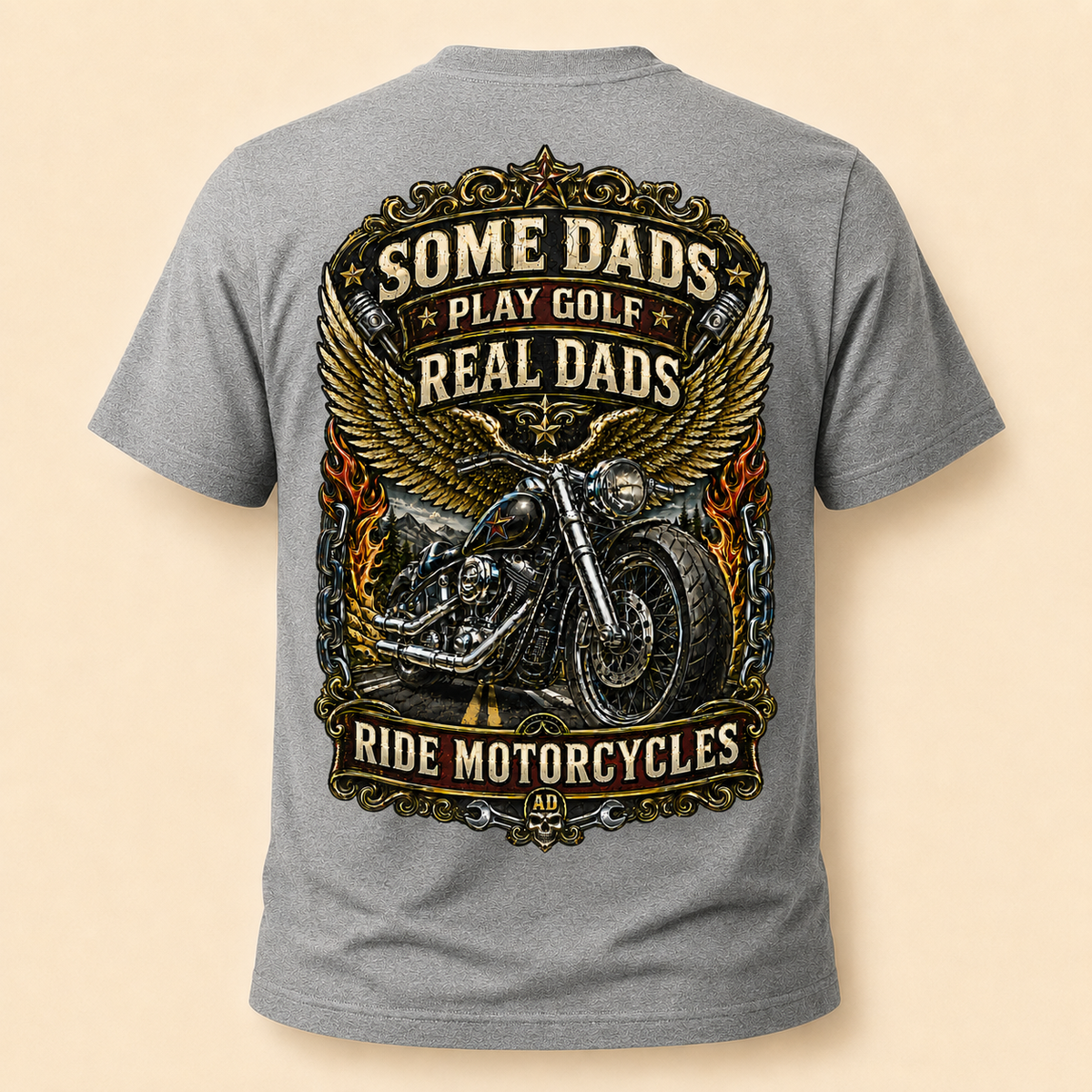 Real Dads Ride Motorcycles Tee | Father’s Day Biker Dad Shirt