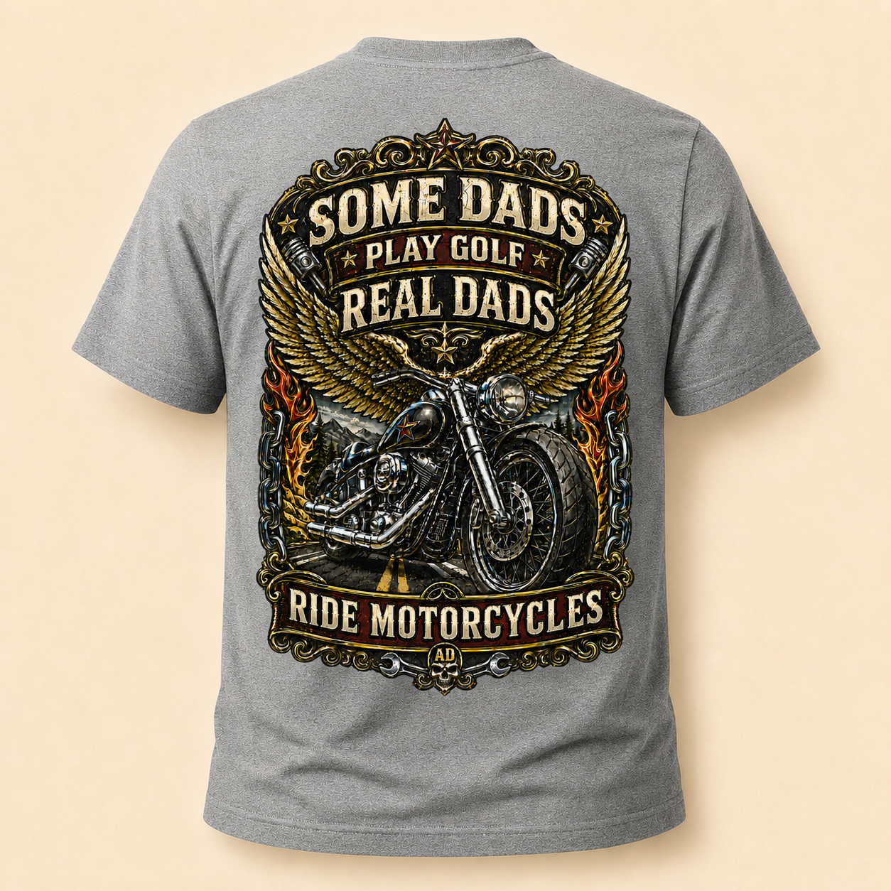Real Dads Ride Motorcycles Tee | Father’s Day Biker Dad Shirt