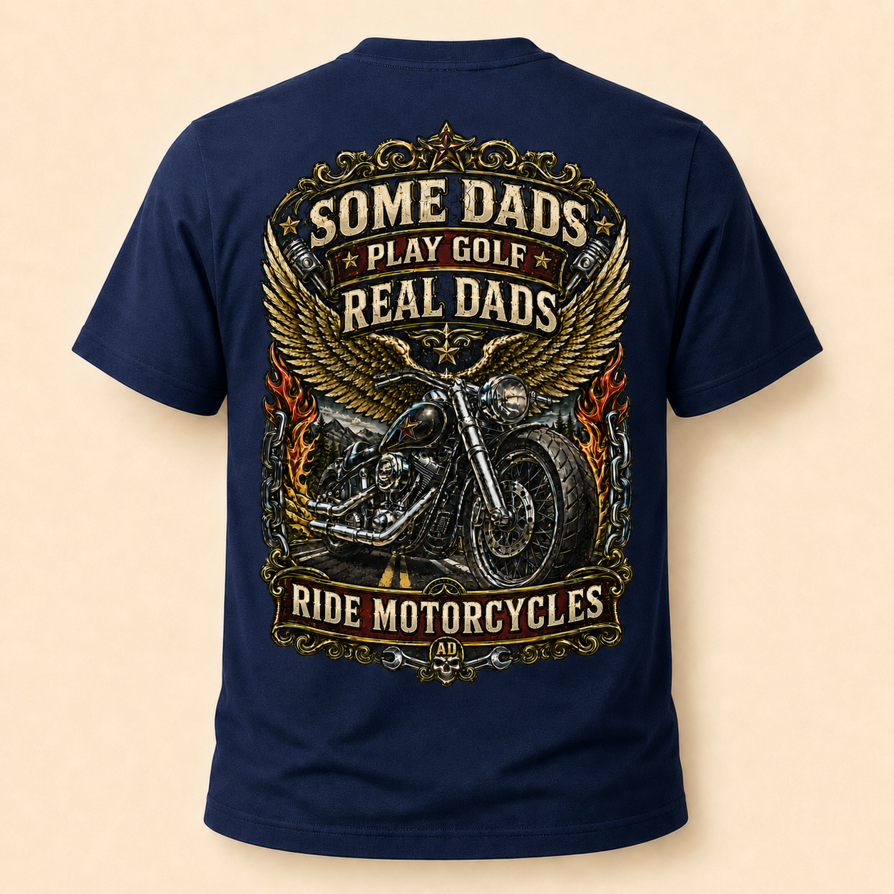 Real Dads Ride Motorcycles Tee | Father’s Day Biker Dad Shirt