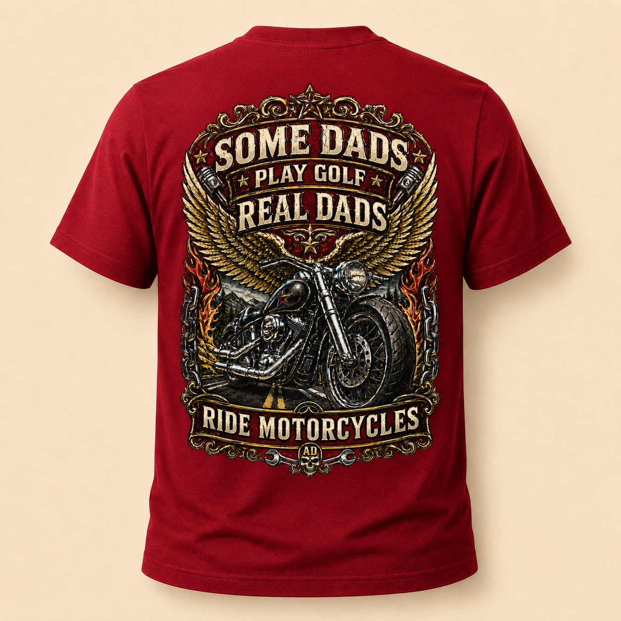 Real Dads Ride Motorcycles Tee | Father’s Day Biker Dad Shirt